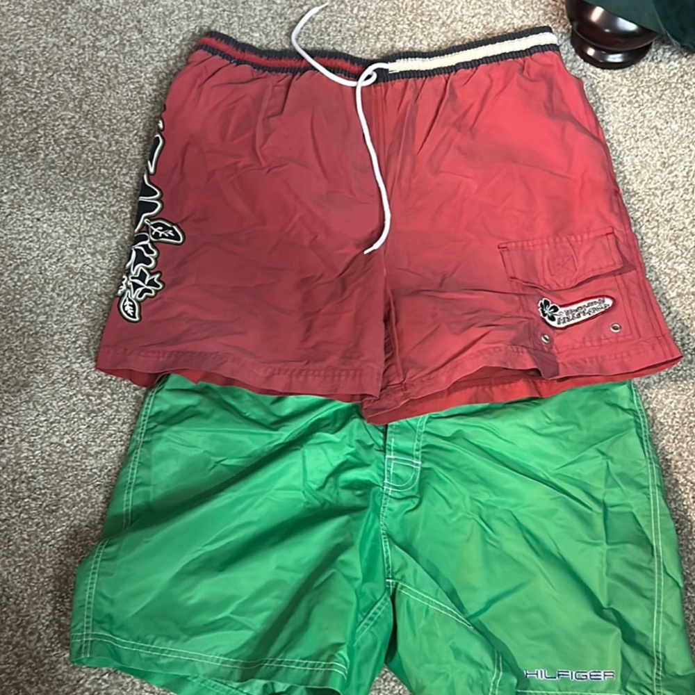 Red and Green Tommy Hilfiger Swim Shorts